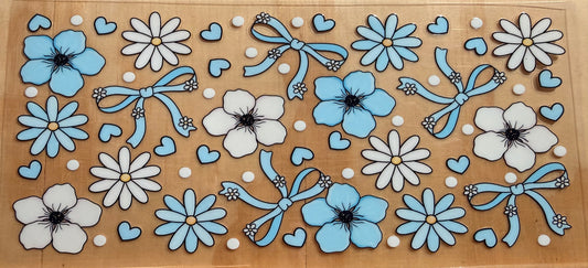 0087-blue and white flower and Bows