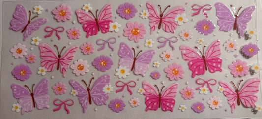 0014-Pink & Purple Butterflies with flowers & bows